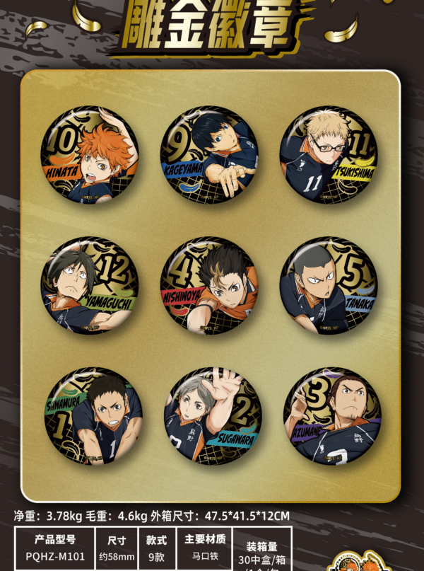 Haikyu!! Embossed Gold Badge