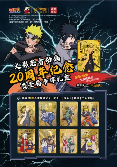 8/4 Naruto Animation 20th‑Anniversary Official Limited Black‑Gold Collector’s Gift Box