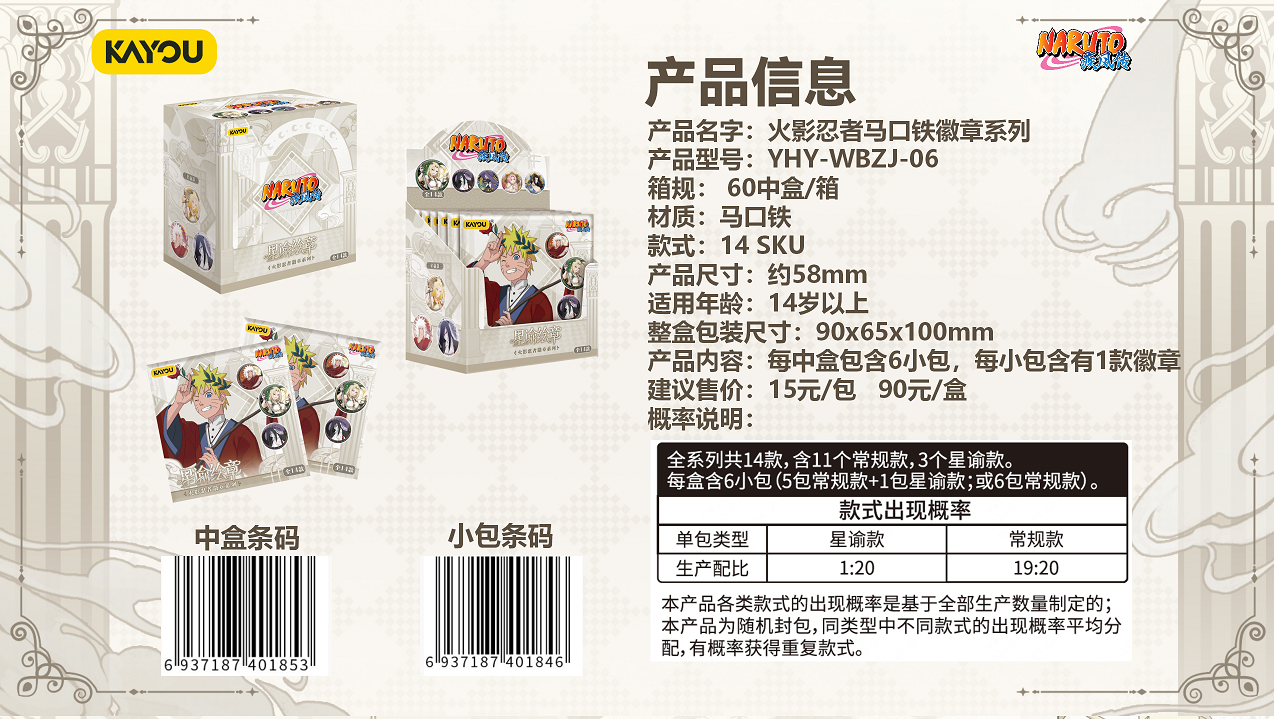 8/14 Kayou Naruto Tinplate Badge Series‑Star Oracle Chapter Vol.6 - Image 2
