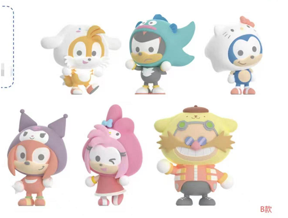 8/24 Sonic × Sanrio Collab Flocked‑Figure Blind Box‑Version B (Relax)