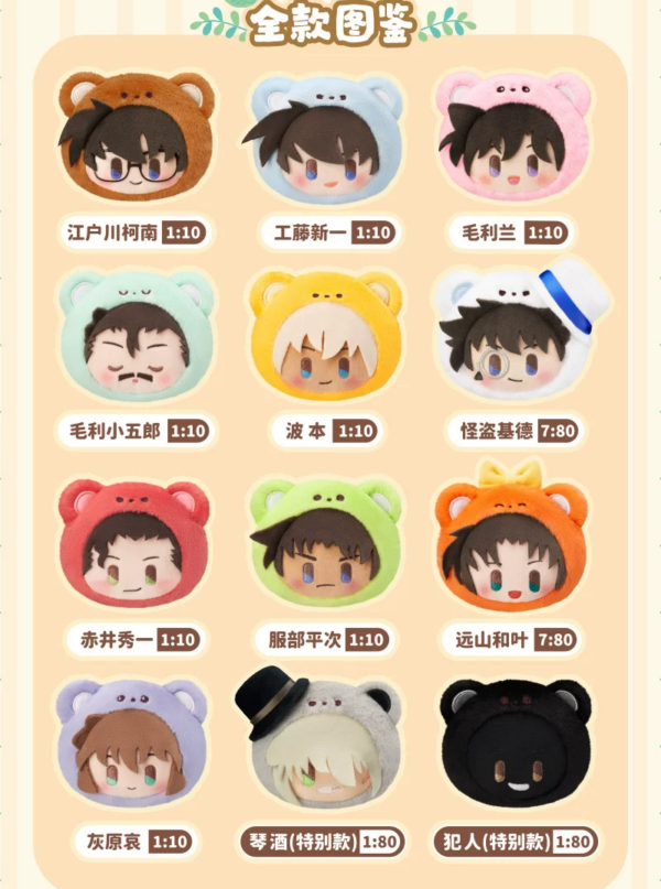smolQ‑Detective Conan‑Bear Detective Chapter‑Big‑Head Charm‑Plush Blind Box smolQ‑Detective Conan‑Bear Detective Chapter‑Big‑Head Charm‑Plush Blind Box
